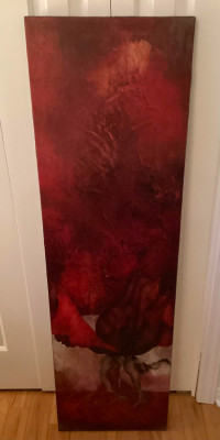 PRICE DROP! Abstract Red Floral Reproduction Art on Canvas