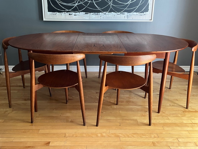 Stunning Hans Wegner “Heart” Oak and Teak chairs set of 6 Dining