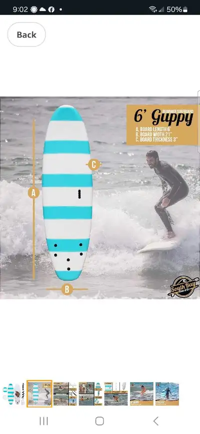 6ft soft top surfboard , View more