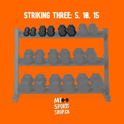 HEX DUMBBELL SET, 3 PAIRS, View more