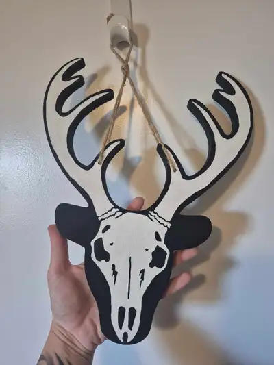 Hand-painted Deer Skull Wallhanger, View more