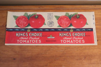Vintage Unused Label - King's Choice Tomatoes