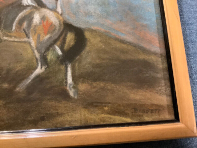 Circa 1920 Pastel Ptg of Two Indigenous Riders by Artist Bissett in Arts & Collectibles in Belleville - Image 3