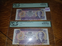 2 1971 10$ replacement notes graded 63 also in sequential order