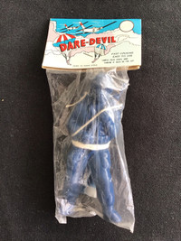 Vintage 1970s plastic DARE-DEVIL parachute toy, NEW OLD STOCK!
