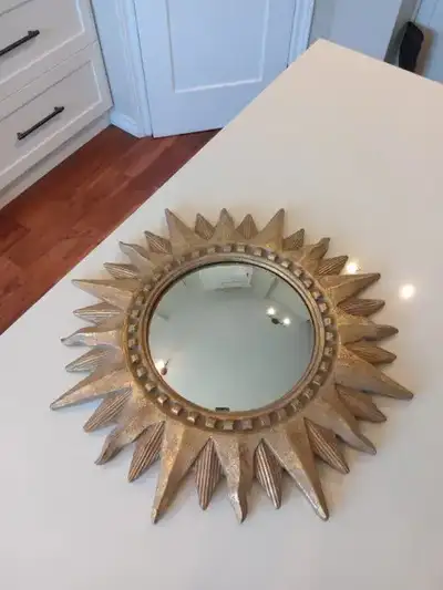 Vintage Style Sunburst Convex Gold Gilt Mirror, View more