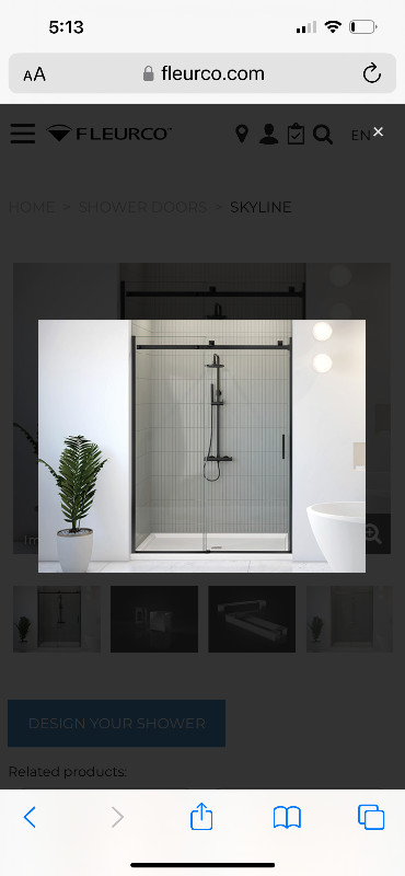 Fleurco shower door in Plumbing, Sinks, Toilets & Showers in Edmonton