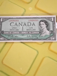 1954 Canada $1 Banknote. Modified Portrait. Error Note.