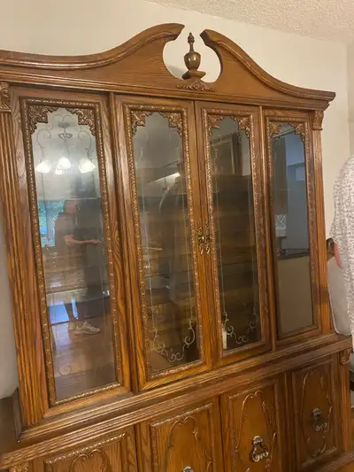 Free real wood oak buffet and hutch, View more