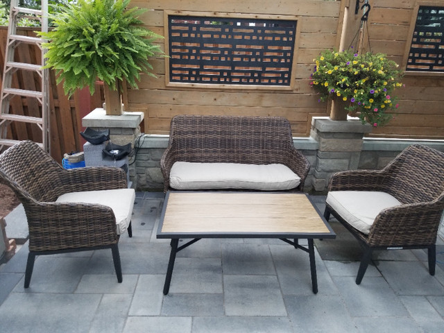 Outdoor Patio Wicker Conversation Set in Patio & Garden Furniture in Oakville / Halton Region - Image 3