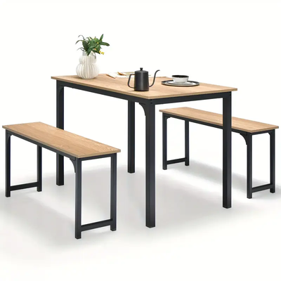 3 piece kitchen wooden dining table set 2 benches Apartment siz, View more