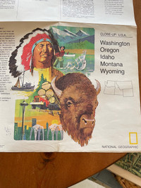 Vintage Map - Washington, Oregon, Idaho, Montana, Wyoming