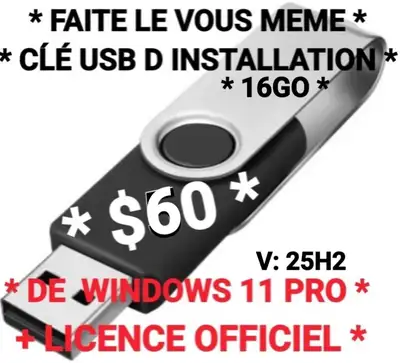 CLÉ USB D INSTALLATION DE WINDOWS 11 + LICENCE, View more
