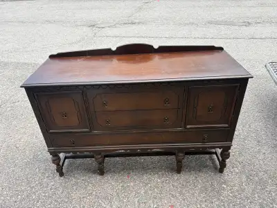 Free delivery Antique Wood Sideboard with Drawers and Cabinets, View more