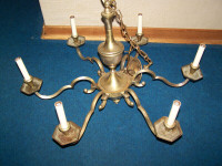 Antique Chandelier (solid brass) 6-bulb