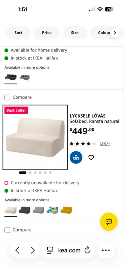 Ikea Lycksle Futon for Sale, View more
