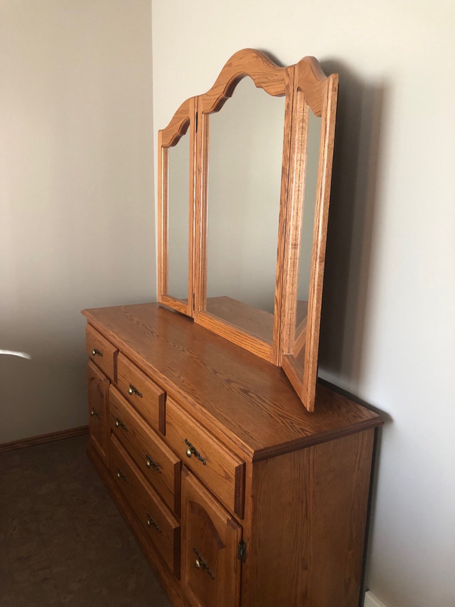 Solid oak dresser with mirror.  in Dressers & Wardrobes in Calgary