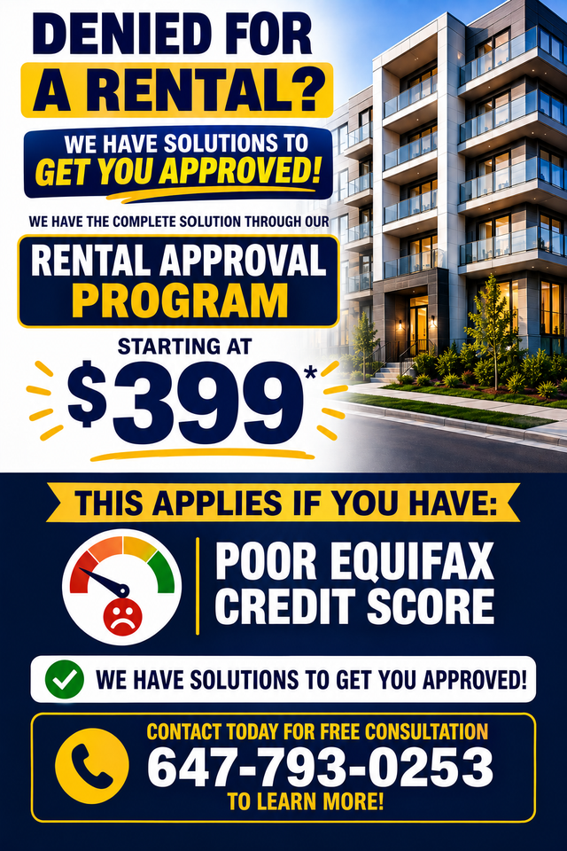 POOR EQUIFAX CREDIT SCORE? LOW INCOME? WE GET YOU APPROVED!