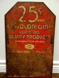 advertising sign 1930 OUTDOOR GIRL cosmetic OliveOil Beauty rare