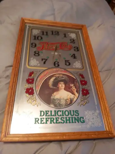 Vintage Pepsi mirror clock, View more