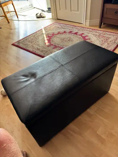 PURE LEATHER OTTOMAN W STORAGE COMPARTMENT , View more