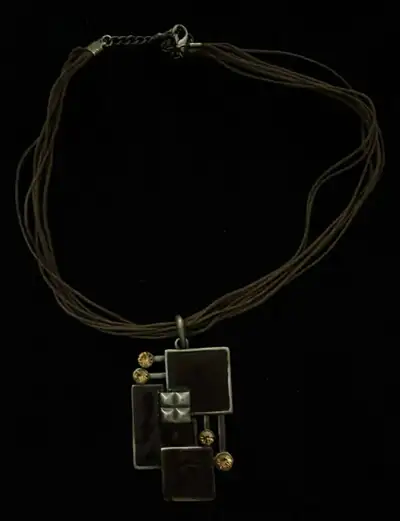 Necklace Brown with Metal Pendant - 18 Inches, View more