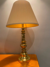 Brass base lamp with great shade