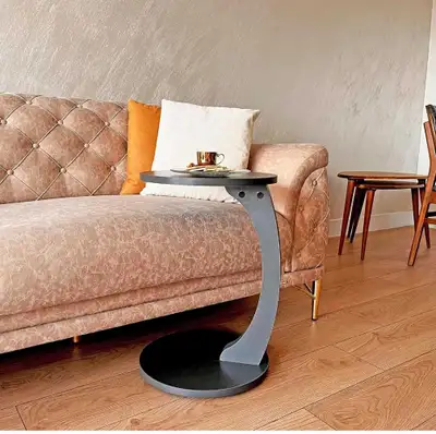 C-SHAPE round end table with rolling wheels brand new , View more