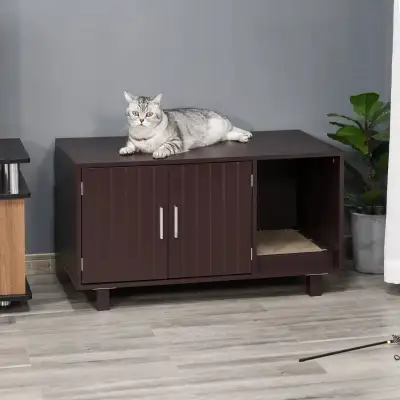 Cat Litter Box Enclosure, Brown color , View more