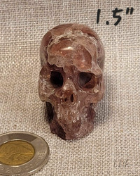 Crâne Skullis de 1½" quartz naturel. Cherry quartz skull.