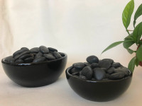 2 Black Bowls Pebbles Rocks Gardening Bonsai Cacti Plant Plants