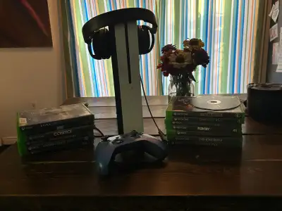 xbox1 with headphones controller and games , View more