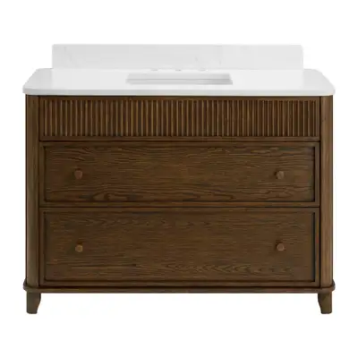 NEW 48" Kennedy Fluted Vanity with Statuario Quartz Countertop, View more