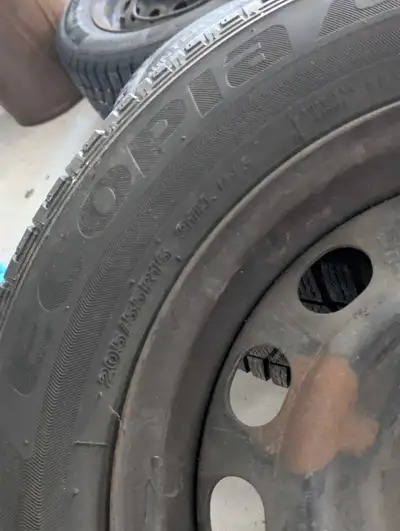 These Bridgestone Ecopia 205/55R16 91H M+S all-season tires come mounted on a set of steel rims with...