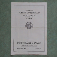 VINTAGE RADIO OPERATING BROCHURE BY RADIO COLLEGE CANADA