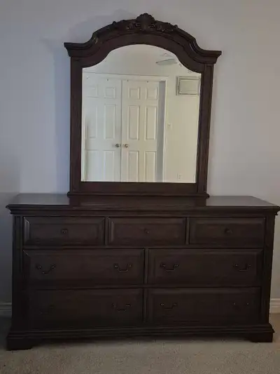 Dresser mirror,  solid wood walnut.  Great  condition #Not a dea, View more