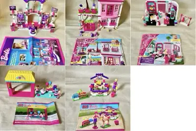 PEICE IS FIRM. These are not Lego. Five Barbie Mega Bloks sets. All have instructions, but no box. A...