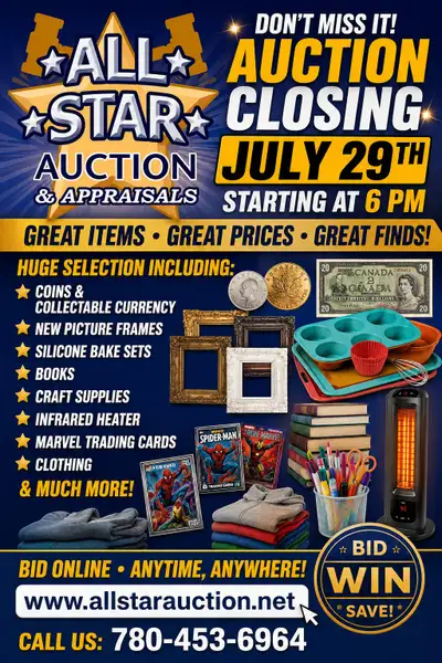 EDMONTON:  Timed Online Consignment Auction - July 29th @ 6 pm, View more
