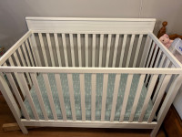 Baby Crib & Mattress - White - Lightly Used