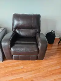 Genuine Brown Leather Power Recliner Chair