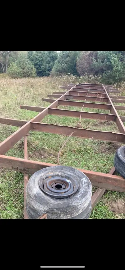 No rot !! Hard to find !! size heavy axles solid steel ties gd gd tires hitch etc delivery available...