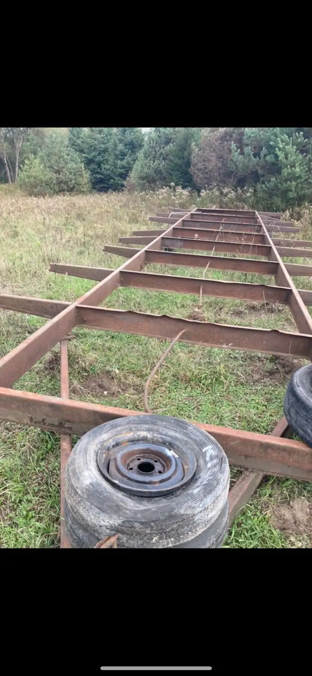40’ x  12’ approx flat deck trailer tiny home frame farm trailer in Other in Barrie - Image 2