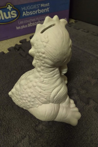 Unfired baby dino piggy bank 