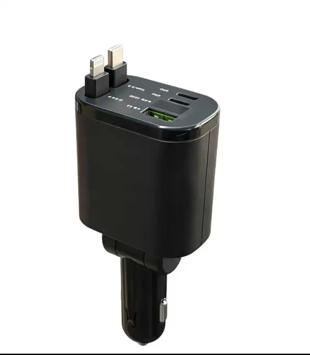 120W Fast Car Charger w/ Retractable Cables & LED Display 