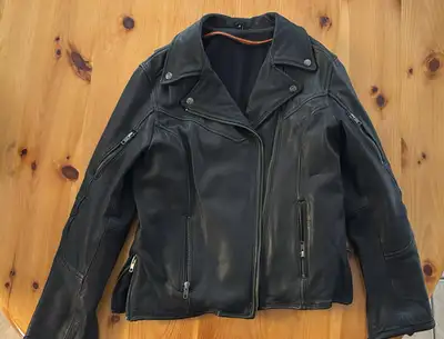 women’s leather biker jacket, View more