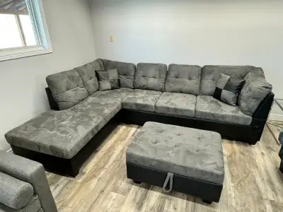 New Modern Sofa Sectional Set with Left Storage Chaise In Sale