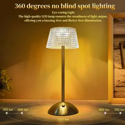 Rechargeable Vintage Crystal Table Lamp, View more