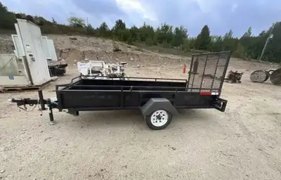 12' x 4' single axle homebuilt trailer (ownership included) with rear ramp and 2" ball hitch. lights...