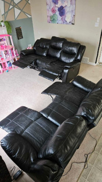 Recliner leather sofa & leather futon
