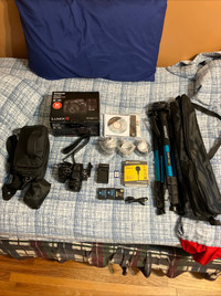 Panasonic DMC-G7W Lumix G Camera W/ Bag, Lavalier Mic, Tripod,